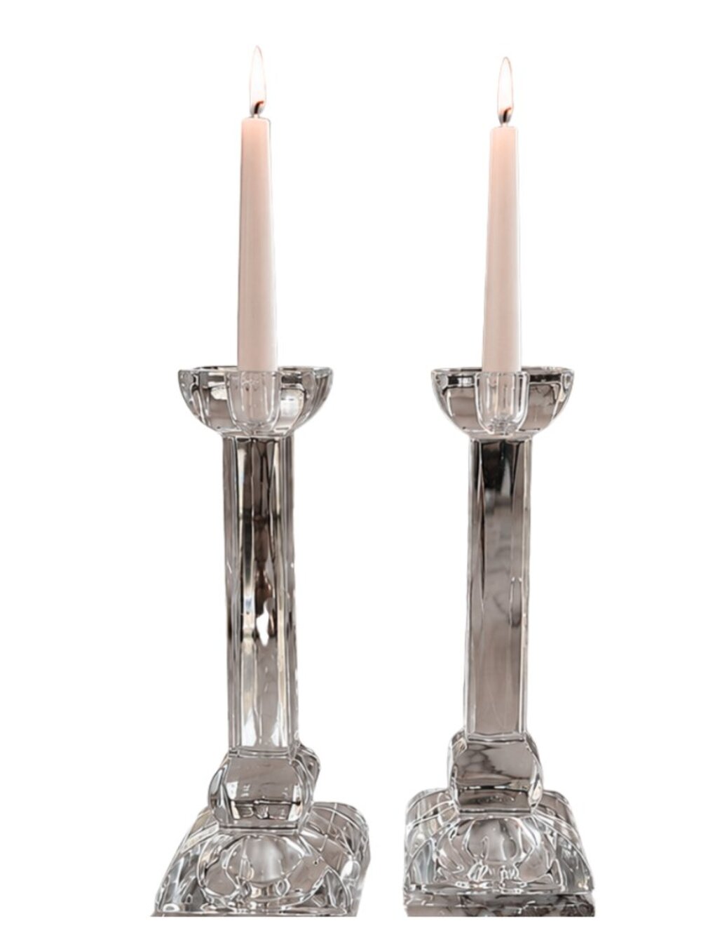 Villeroy & Boch Crystal Candlestick Pair – 8" Modern Heavy Siena Pattern